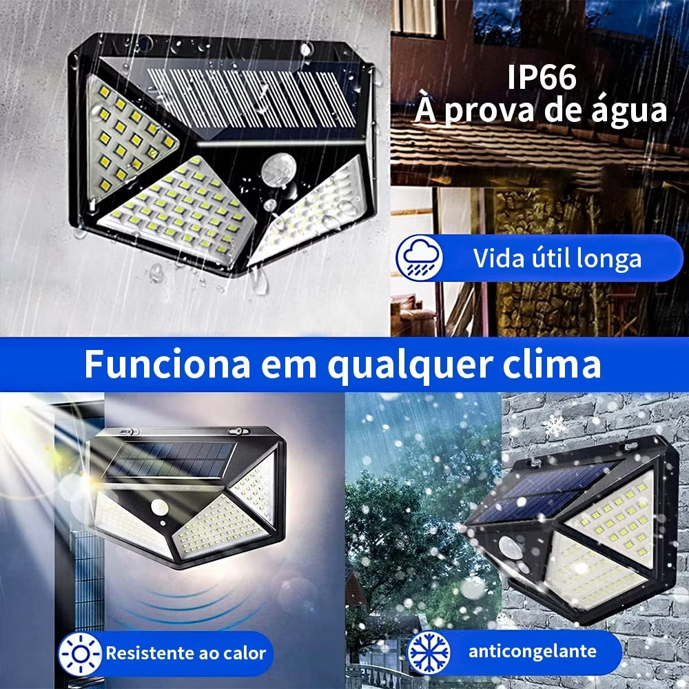 Luminária Solar LED com Sensor de Presença – 3 Modos de Iluminação | Recarregável por Energia Solar