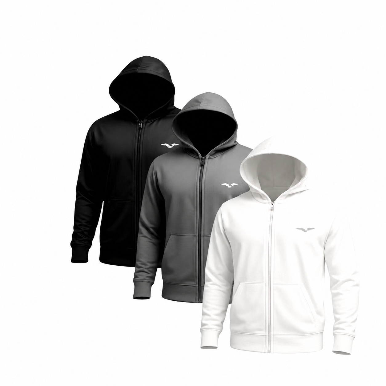 Jaqueta blusa com Zíper e Capuz Preto, Cinza e Branco  Conforto e Estilo