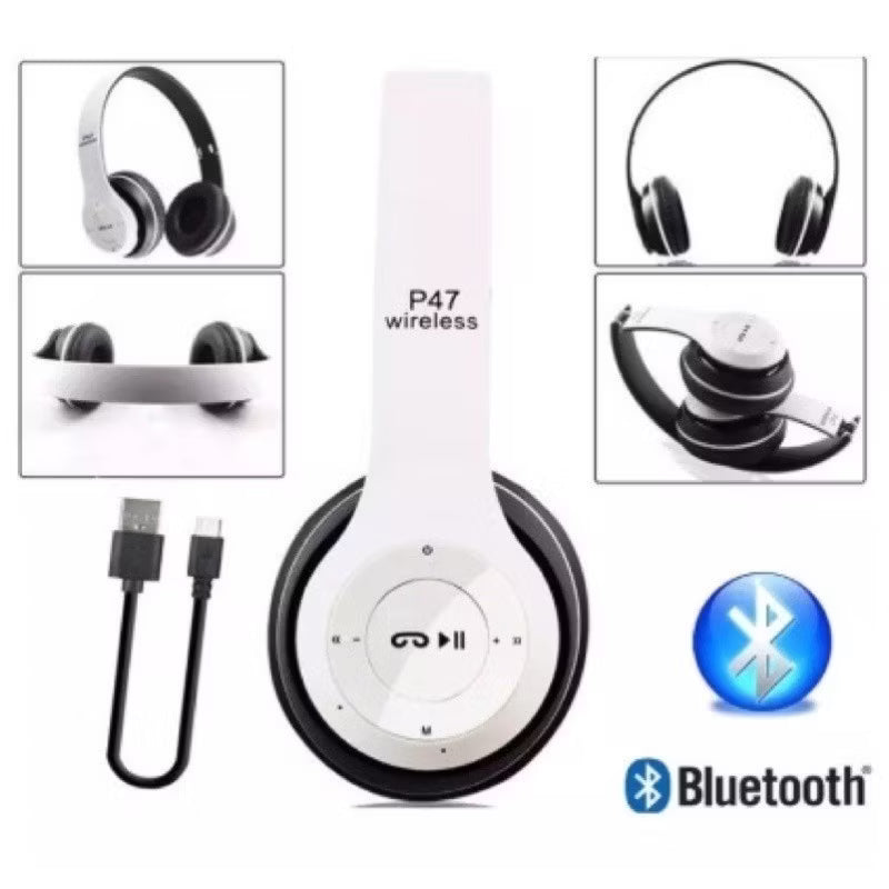 🎧 Fone de Ouvido Bluetooth P47 Wireless Headphone Sem Fio Dobrável