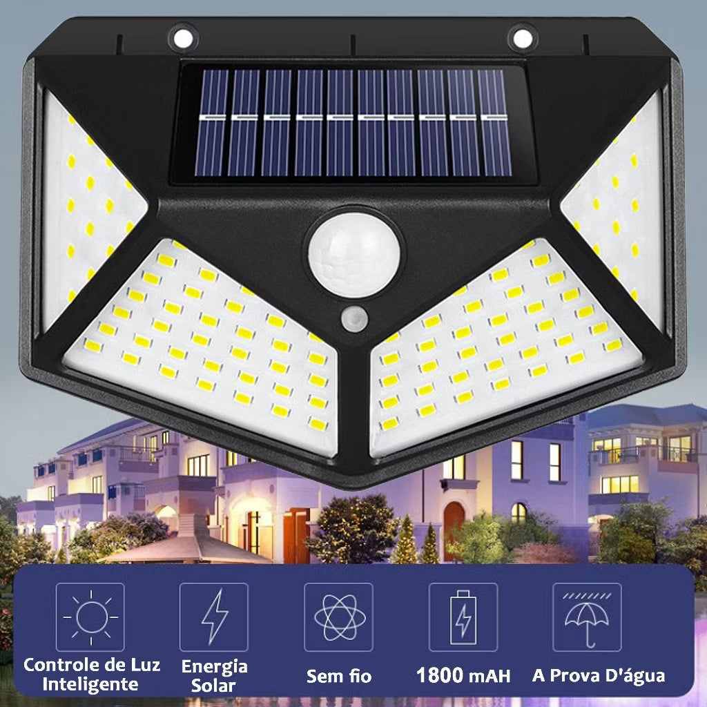 Luminária Solar LED com Sensor de Presença – 3 Modos de Iluminação | Recarregável por Energia Solar