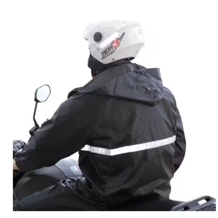 Capa de Chuva Impermeável para Motoqueiro e Ciclista com Faixa Refletiva 🌧️🏍️
