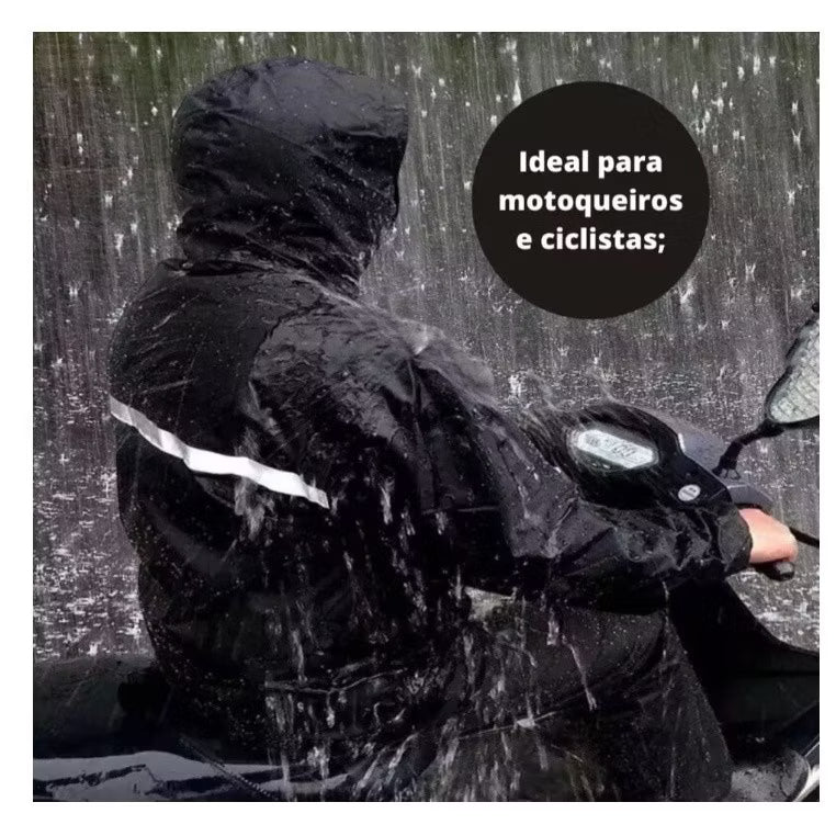 Capa de Chuva Impermeável para Motoqueiro e Ciclista com Faixa Refletiva 🌧️🏍️