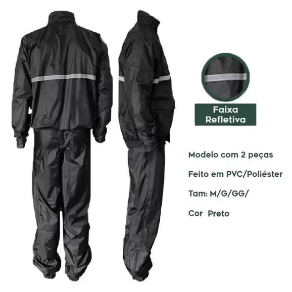 Capa de Chuva Impermeável para Motoqueiro e Ciclista com Faixa Refletiva 🌧️🏍️